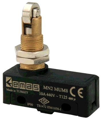 Минипереключатель MN2-MUM8 высокий плунжер с поперечным роликом 1ПК контакт 10А 440VAC под винт                                                                                                                                                                