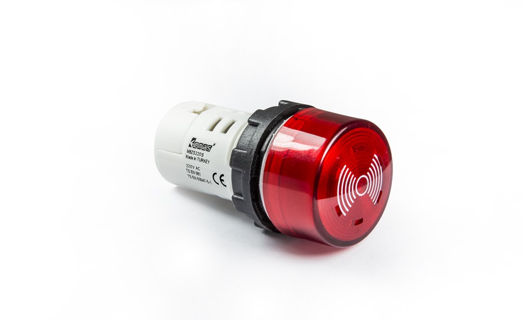 Зумер моноблочный MB-ZS-220-IP40 220B AC с LED подсветкой красный 90db [ст.арт.MBZS220S]                                                                                                                                                                       