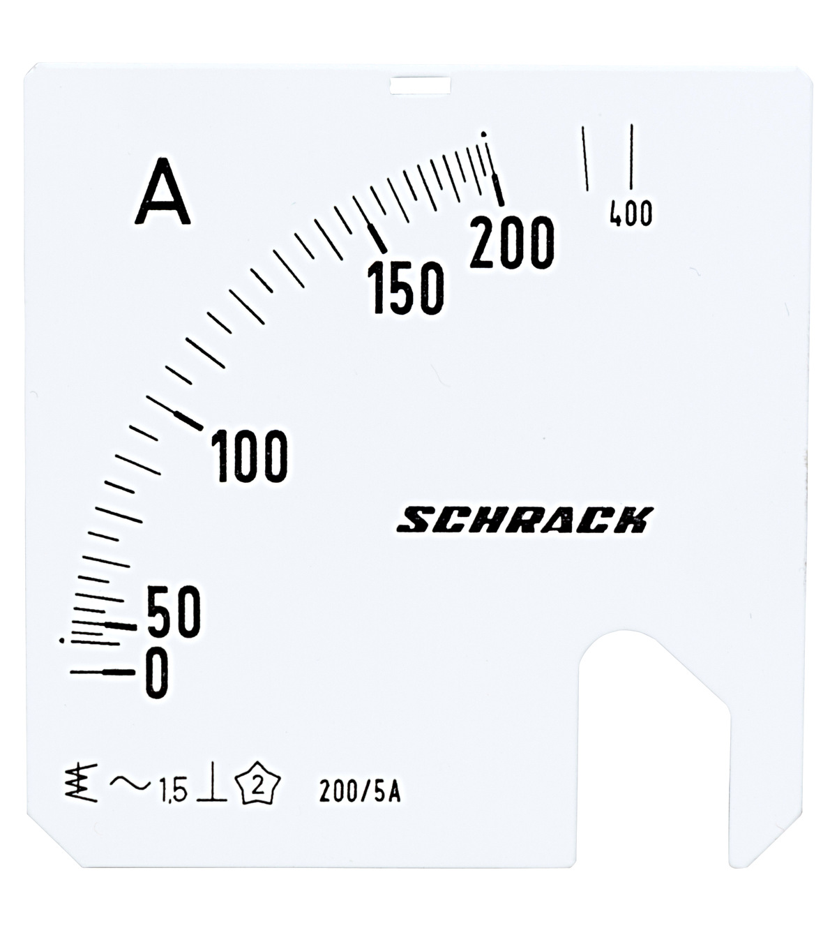 MGF Шкала амперметра 72х72,  200/400/5A, SCHRACK                                                                                                                                                                                                               
