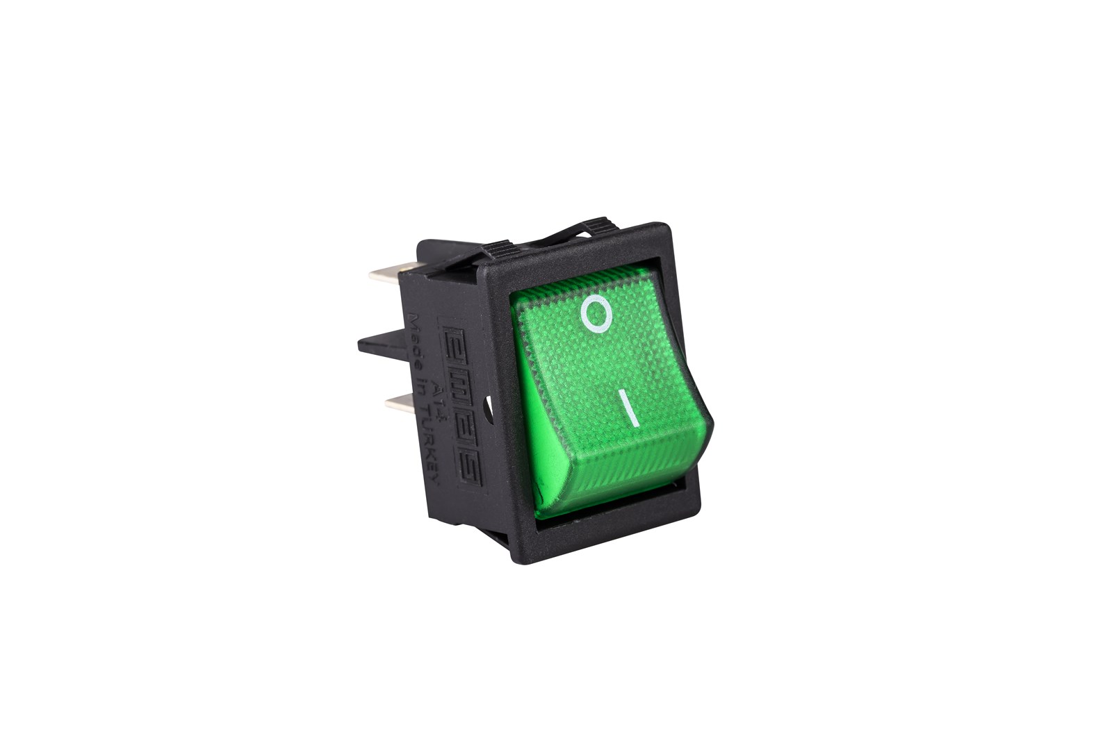 A14- G Клавишный выключатель зеленый с подсветкой IP20 (0-1) (16А/250V AC)                                                                                                                                                                                     