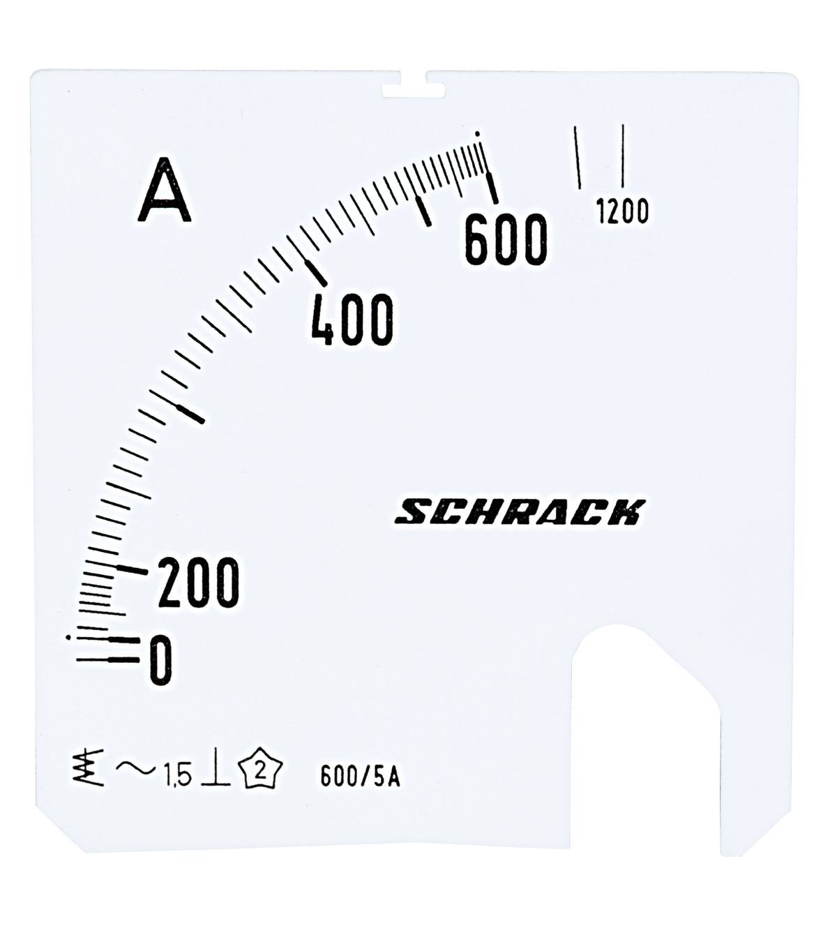 MGF Шкала амперметра 72х72,  600/1200/5A, SCHRACK                                                                                                                                                                                                              